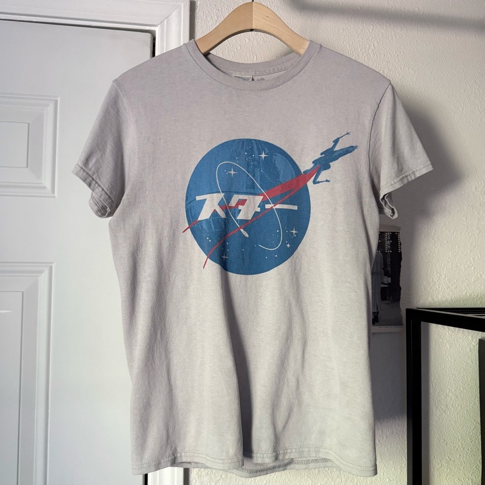POPKILLER grey nasa space graphic‎ short sleeve crew neck cotton tee t-shirt
